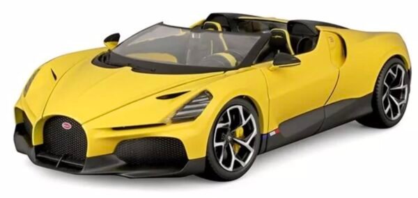 Bburago - 1/18 Scale Model Compatible with Bugatti W16 Mistral Sports Car Model Replica 2023 (Yellow)  Anvit Toy World