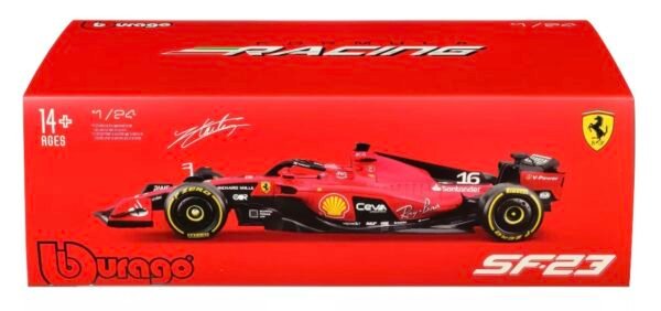 Bburago - 1/24 Scale Model Compatible with Ferrari SF23# 16 Compatible with Charles Leclerc F1 Racing Car Model 2023  Anvit Toy World - Image 4