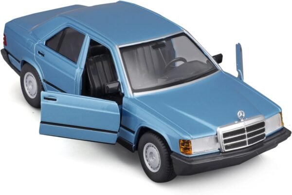 Bburago - 1/24 Scale Model Compatible with Mercedes-Benz 190E 1987 Collectible Miniature Model (Blue)  Anvit Toy World - Image 2