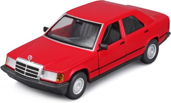 Bburago - 1/24 Scale Model Compatible with Mercedes-Benz 190E 1987 Collectible Miniature Model (Red)  Anvit Toy World