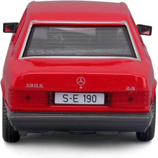 Bburago - 1/24 Scale Model Compatible with Mercedes-Benz 190E 1987 Collectible Miniature Model (Red)  Anvit Toy World - Image 5