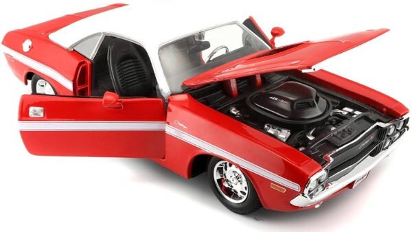 Maisto - 1/24 Scale Model Compatible with Dodge Challenge R/T Coupe 1970 Die-cast Miniature Model (Red)  Anvit Toy World - Image 2