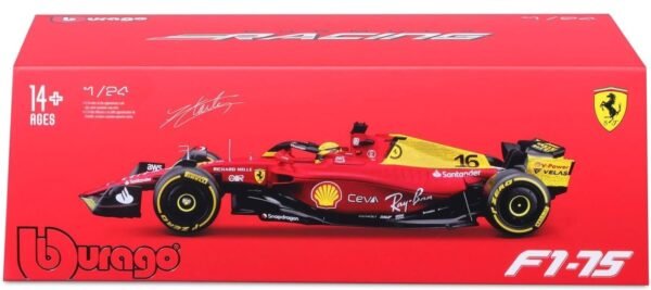 Bburago-1/24 Scale Model Compatible With Ferrari Formula 1 Scuderia Monza Livery 2022 F1-75 Compatible With Charles Leclerc, Red  Anvit Toy World - Image 7