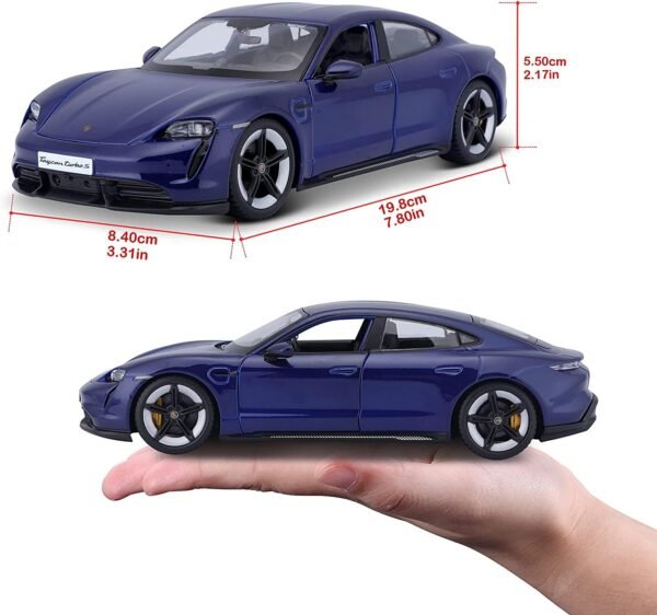 Bburago - 1/24 Scale Model Compatible with Porsche Taycan Turbo S 2019 Sports Car Miniature Collectible (Blue)  Anvit Toy World - Image 7