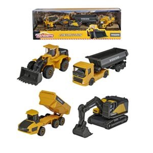 Majorette Volvo Construction Vehicle ToyÂ– Excavator, Wheel Loader, Dump Truck, Articulated Hauler, Die Cast Metal Toy Vehicles For Children Aged 3 And Above Girls, Boys, Kids- Set Of 4, Yellow  Anvit Toy Store: Toys & Games