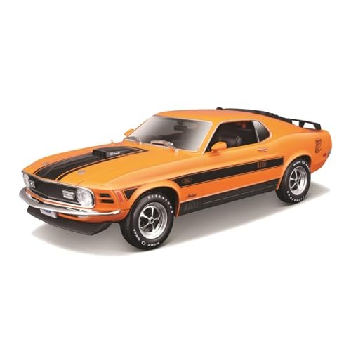 Maisto - 1/18 Scale Model Compatible With Ford Compatible With Mustang Mach-1 1970 Die-Cast Sports Car Scale Model (Orange), Adult Anvit Toy Store: Toys & Games