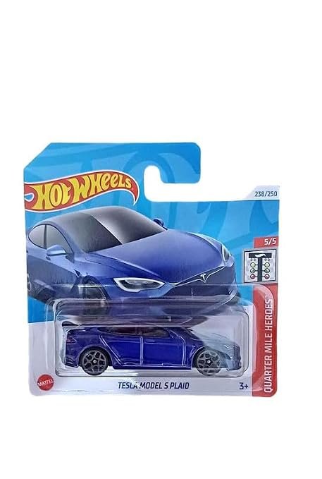 Hot Wheels Tesla Model S Plaid Quarter Mile Heroes Ages 3 and Up by Small CLAP (Blue) Anvit Toy Store: Toys & Games