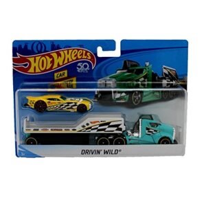 Hot Wheels City Rig - Drivin' Wild Semi and Trailer with Nitro Coupe - White Truck, Red Car - 164 Scale Vehicle : Anvit Toy Store: Toys & Games