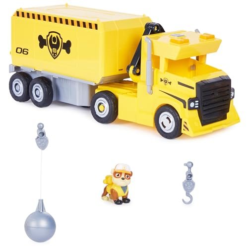 Paw Patrol Rubble Big Rig Vehicle with Collectible Action Figure|Playsets with Crane & Lights Sound Effects|Transformable Truck|Learning Education Activity Set|Birthday Gift for Kids 3+|Made in India Anvit Toy Store: Toys & Games