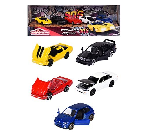 Majorette - Pack of 5 Metal Cars "Young '90", Scale 164, 7.5 cm, Classic Edition 90s, From 3 Years (212052021) : Anvit Toy Store: Toys & Games