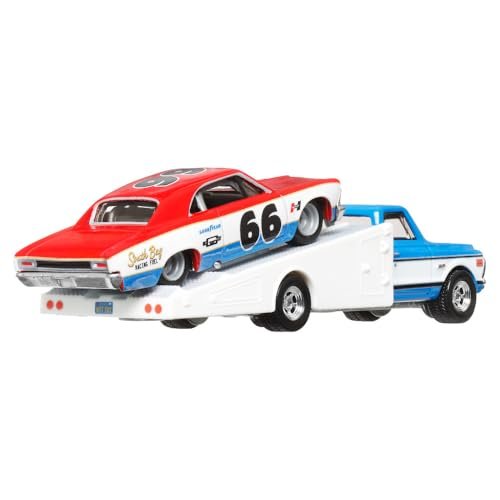 Hot Wheels Team Transport '66 Chevelle and '75 Chevy Ramp Truck, Blue and Red, Die-Cast Model Set Anvit Toy Store: Toys & Games